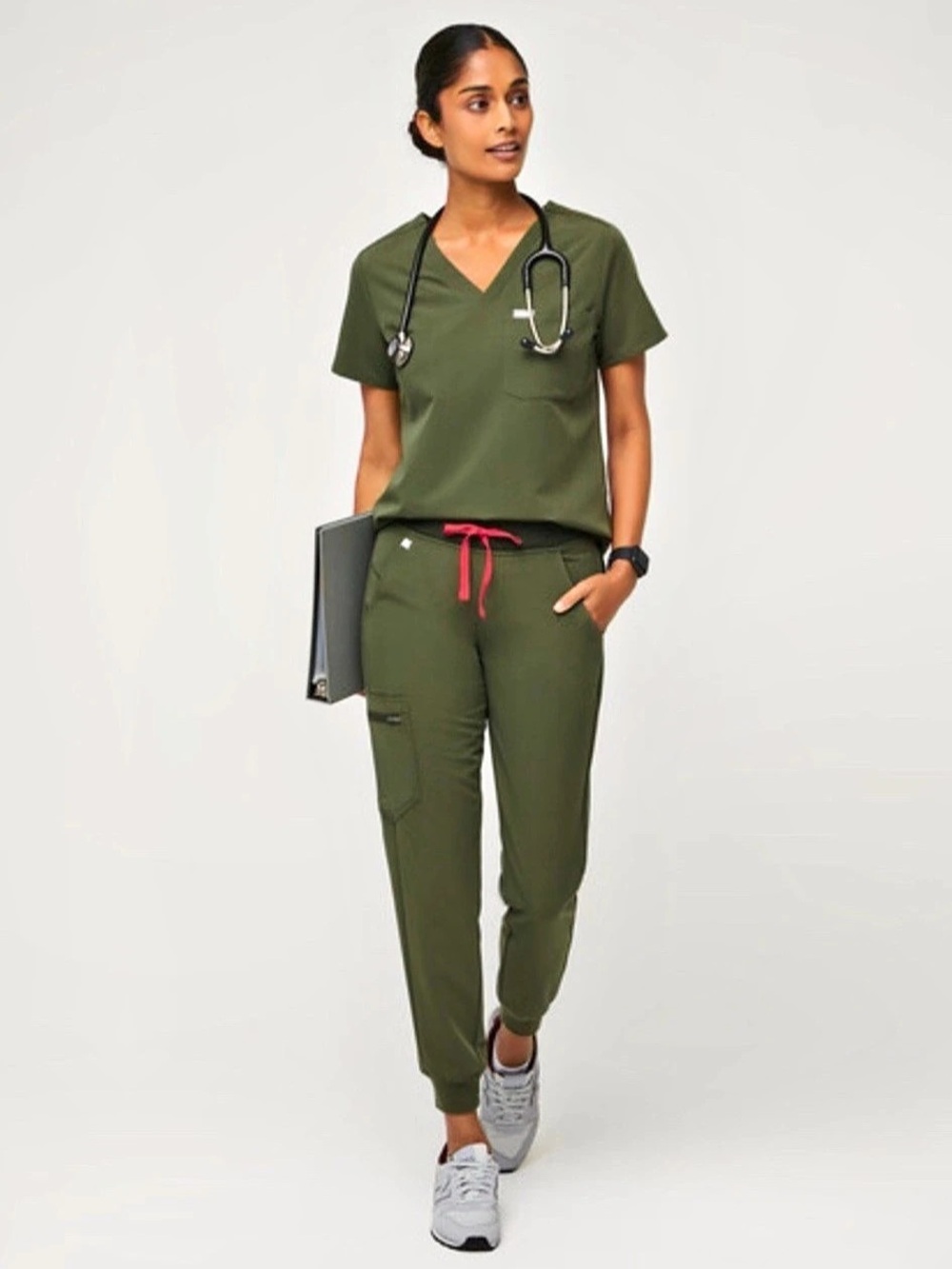 FIGS High Waisted Zamora Jogger Scrub Pants in Dark Olive (Size S/P)